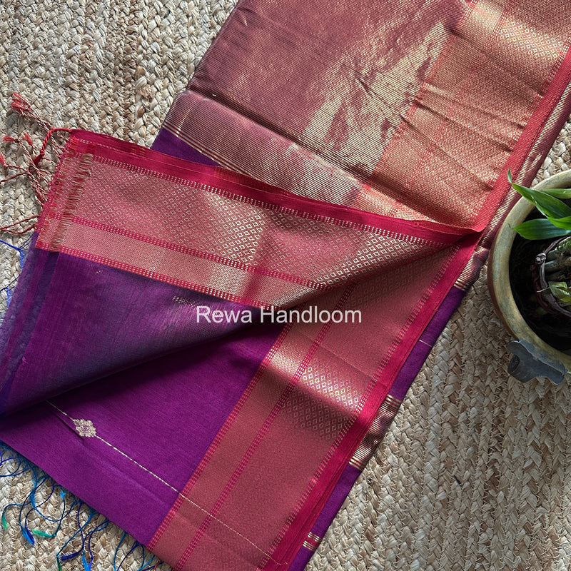 Maheshwari Dark Magenta Shaded Butti Saree SBBS016