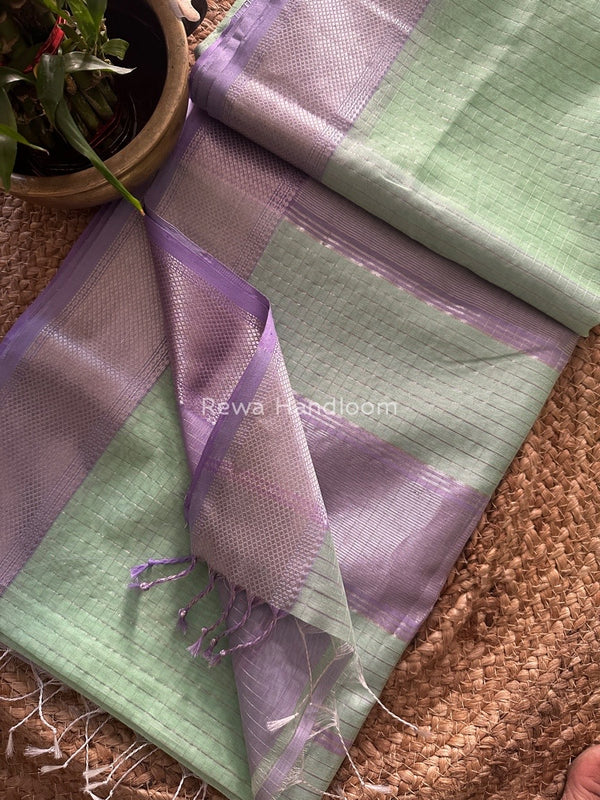 Maheshwari Silver Zari Checks Silk Saree