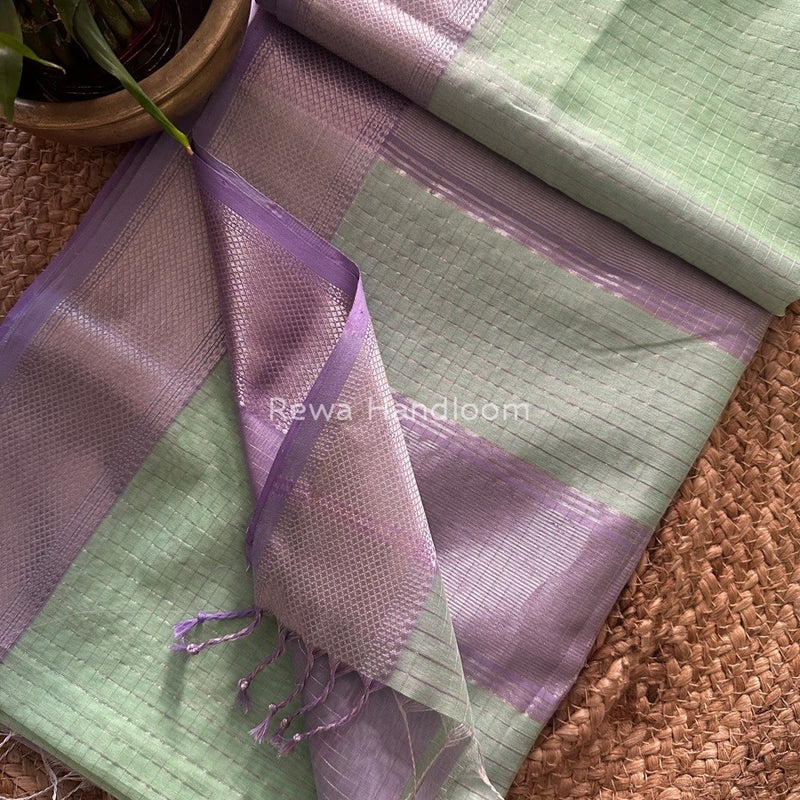Maheshwari Silver Zari Checks Silk Saree