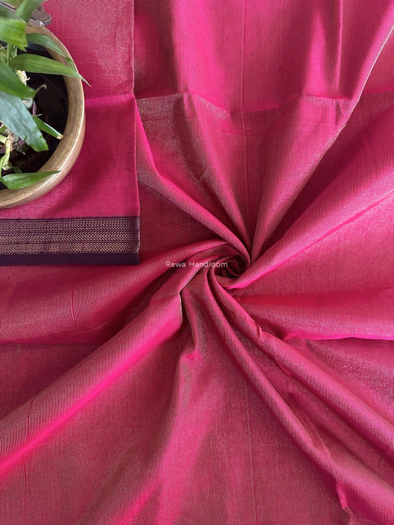 Maheshwari Pink Tissue Silk Fabric