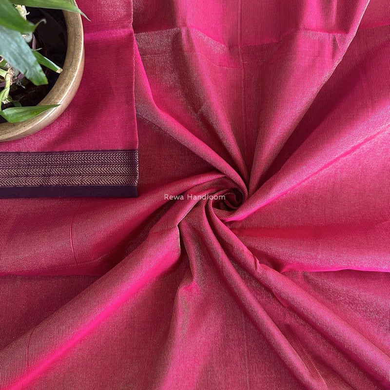 Maheshwari Pink Tissue Silk Fabric