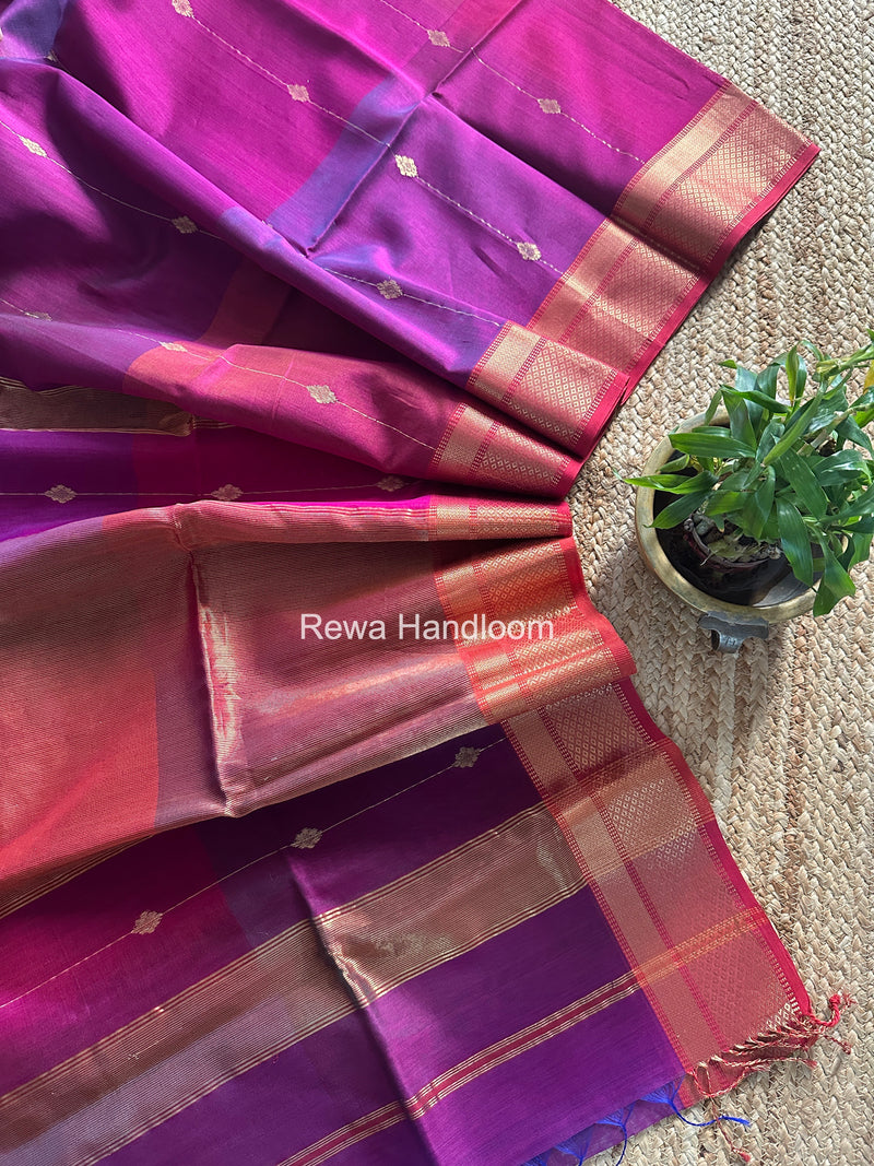 Maheshwari Dark Magenta Shaded Butti Saree SBBS016