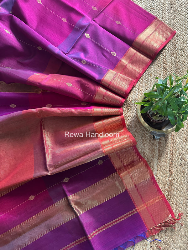 Maheshwari Dark Magenta Shaded Butti Saree SBBS016