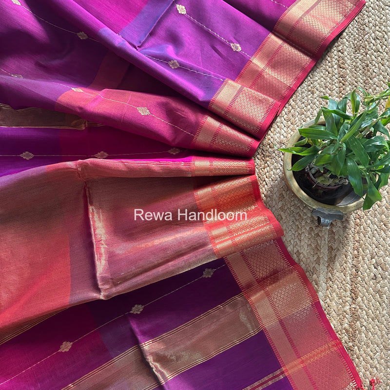 Maheshwari Dark Magenta Shaded Butti Saree SBBS016