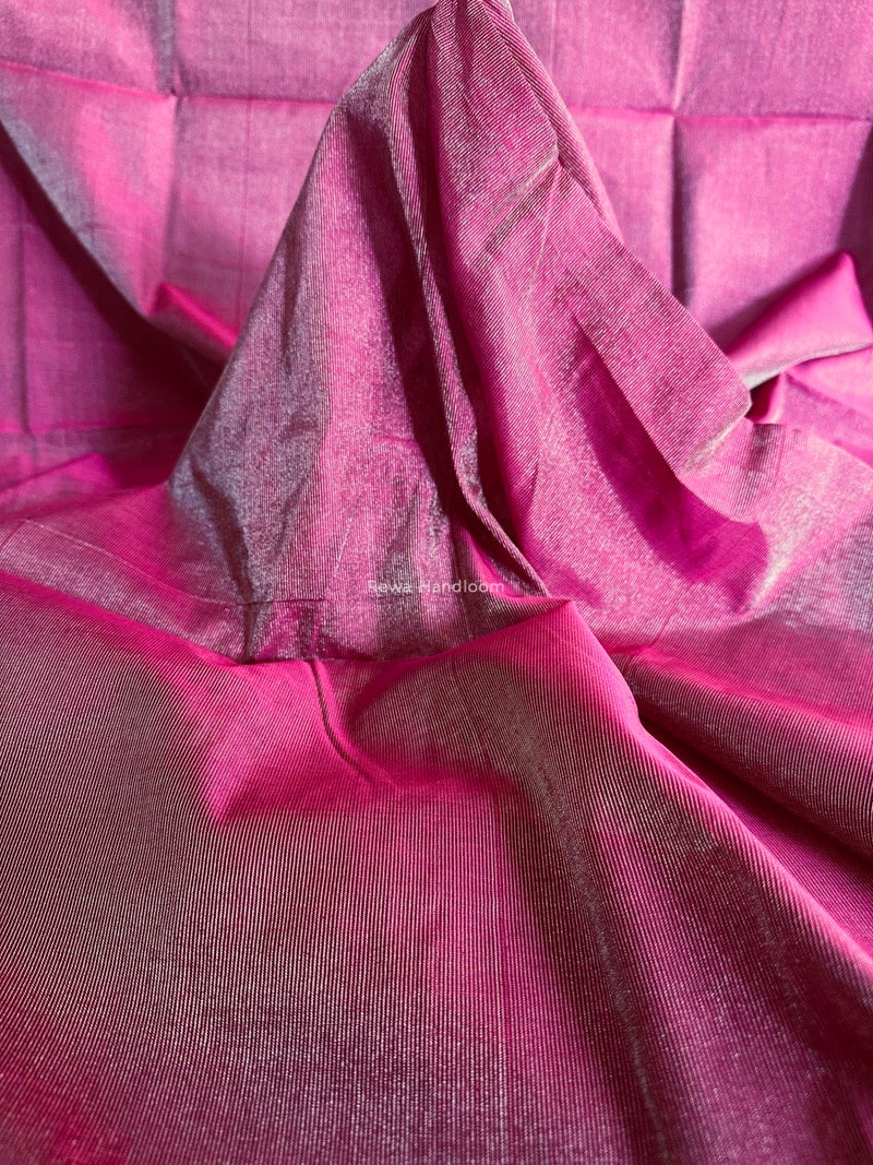 Maheshwari Pink Tissue Silk Fabric 2.5 meters Cut - FBT09