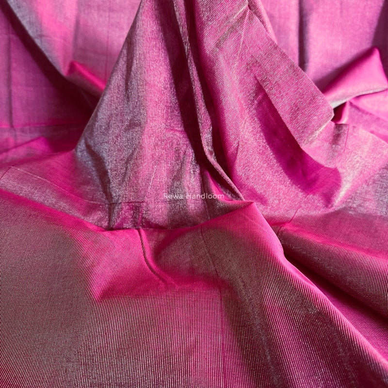 Maheshwari Pink Tissue Silk Fabric 2.5 meters Cut - FBT09