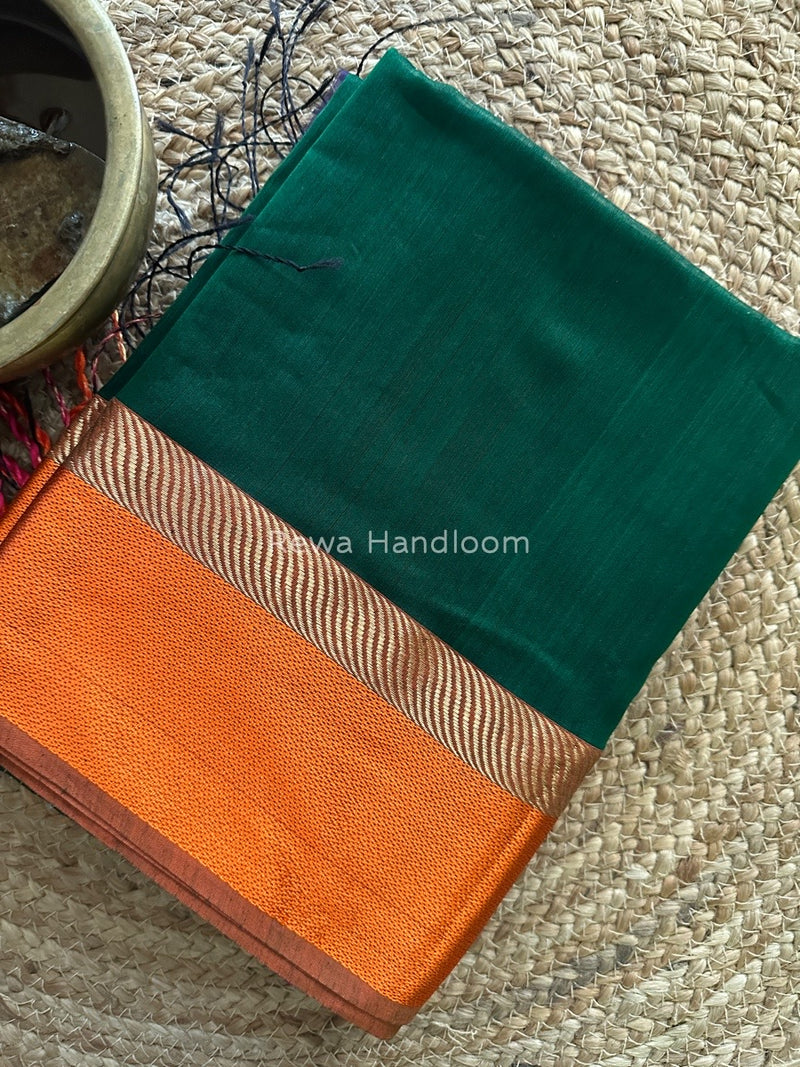 Green Ganga Jamuna Maheshwari Saree GJ0130
