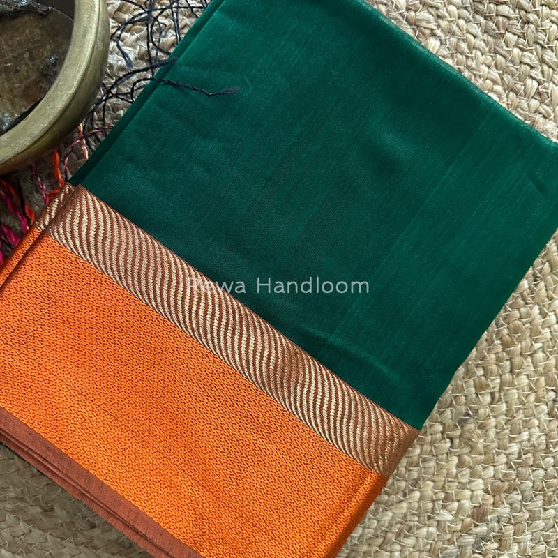 Green Ganga Jamuna Maheshwari Saree GJ0130
