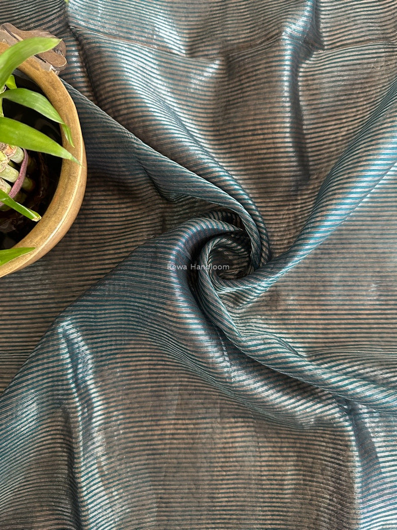Maheshwari Rama Green Tissue Silk Fabric 2.5 meters Cut - FBT010