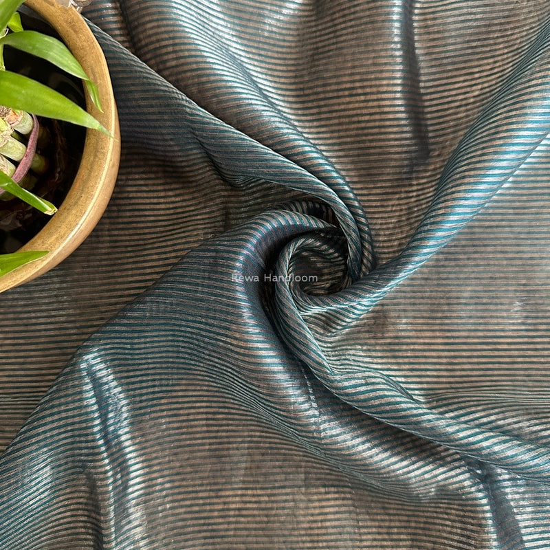 Maheshwari Rama Green Tissue Silk Fabric 2.5 meters Cut - FBT010