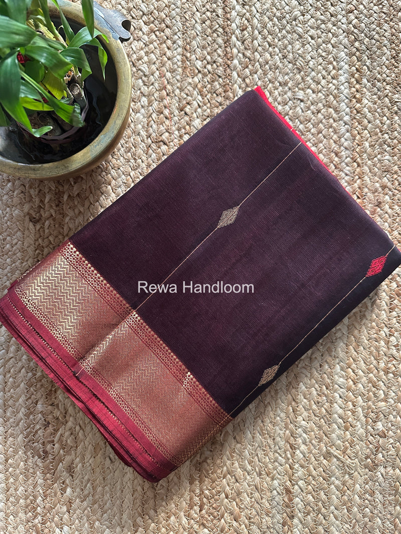Maheshwari Wine Shaded Butti Saree SBBS018