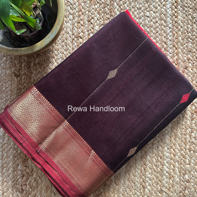 Maheshwari Wine Shaded Butti Saree SBBS018