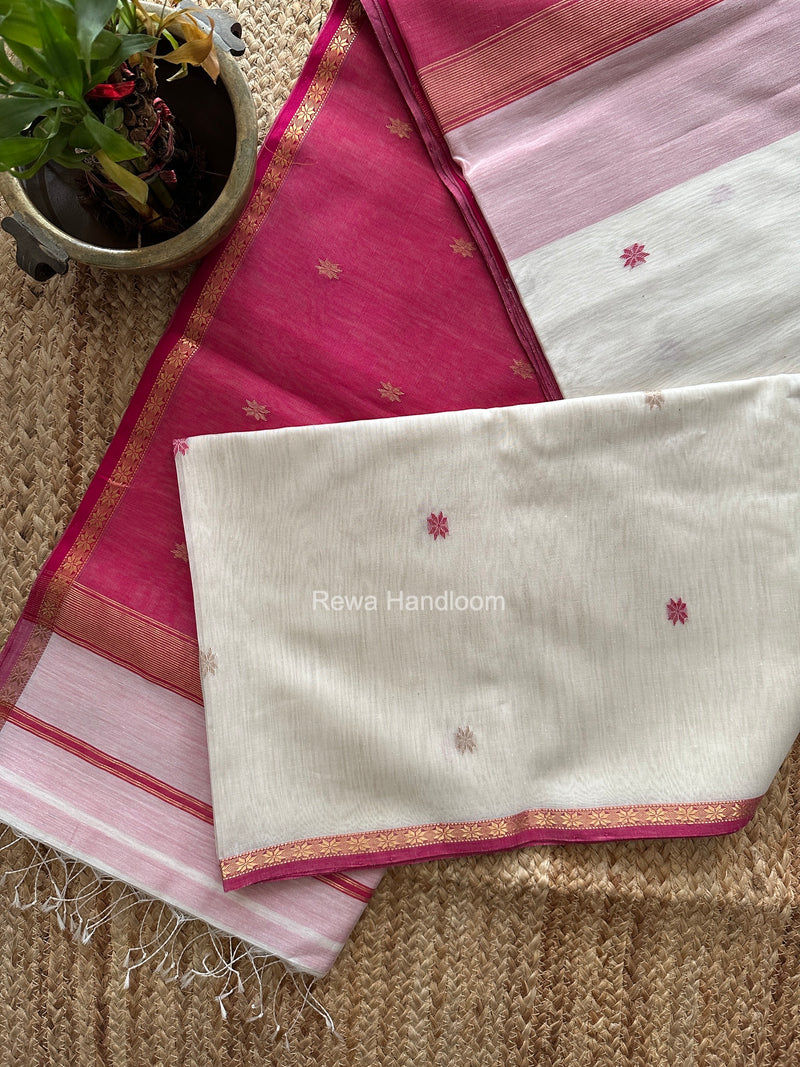 White Star Butti Maheshwari Saree SSB082