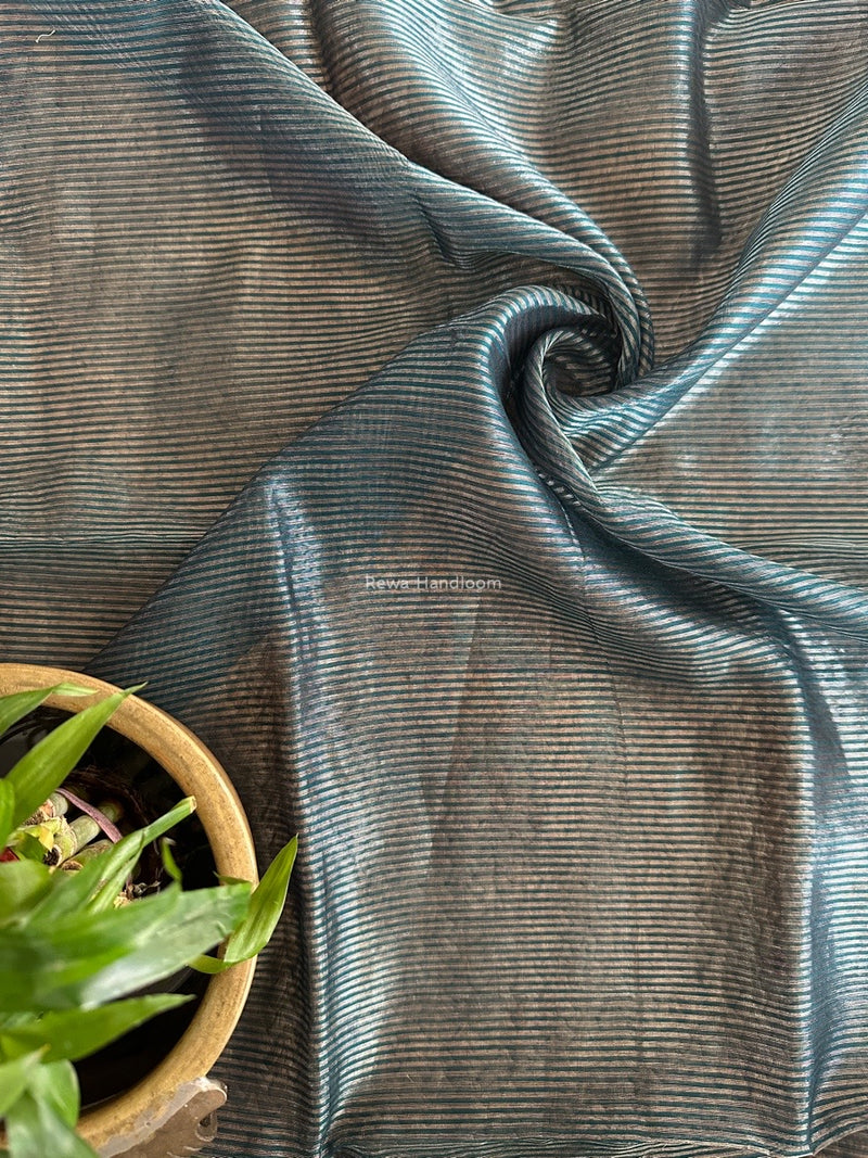 Maheshwari Rama Green Tissue Silk Fabric 2.5 meters Cut - FBT010