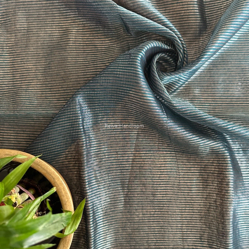 Maheshwari Rama Green Tissue Silk Fabric 2.5 meters Cut - FBT010
