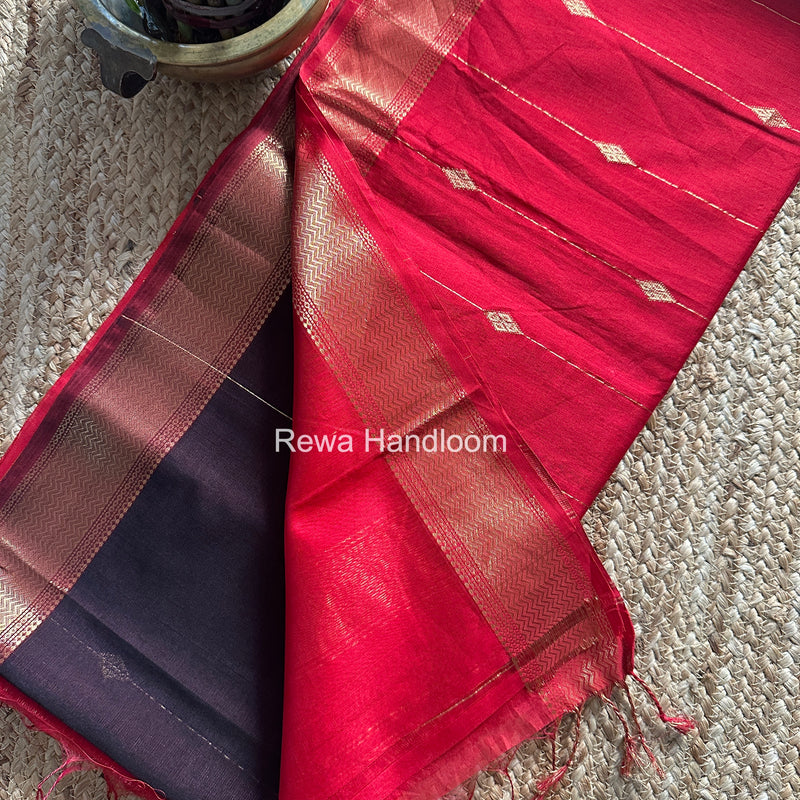 Maheshwari Wine Shaded Butti Saree SBBS018