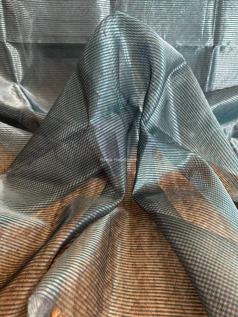 Maheshwari Rama Green Tissue Silk Fabric 2.5 meters Cut - FBT010