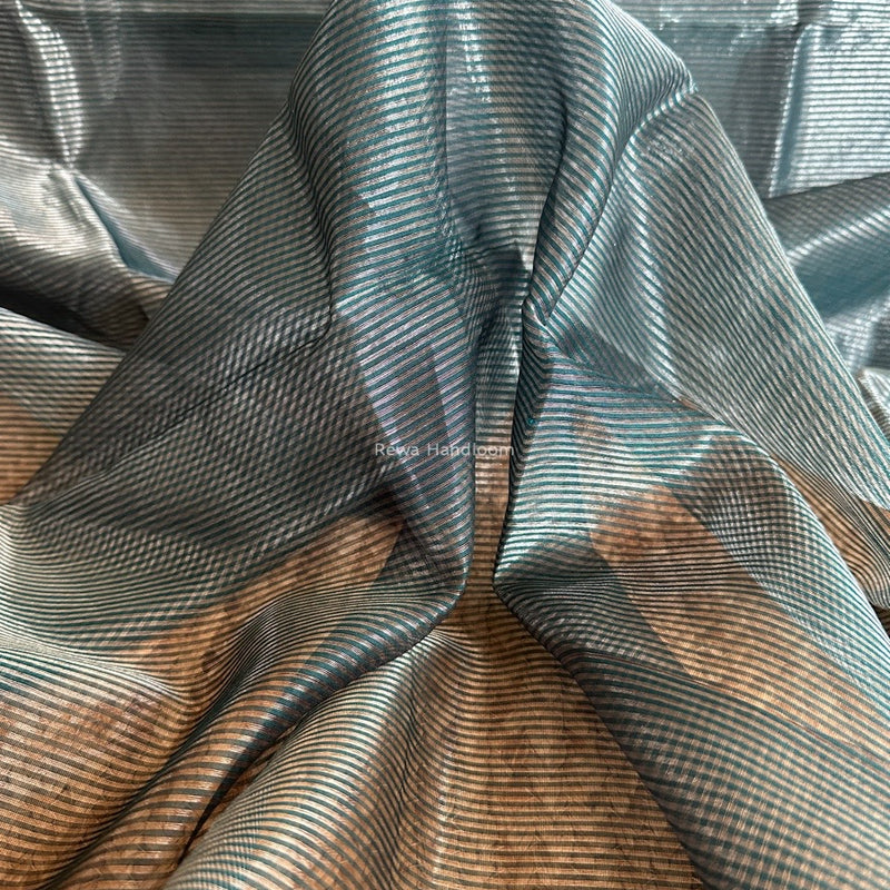 Maheshwari Rama Green Tissue Silk Fabric 2.5 meters Cut - FBT010