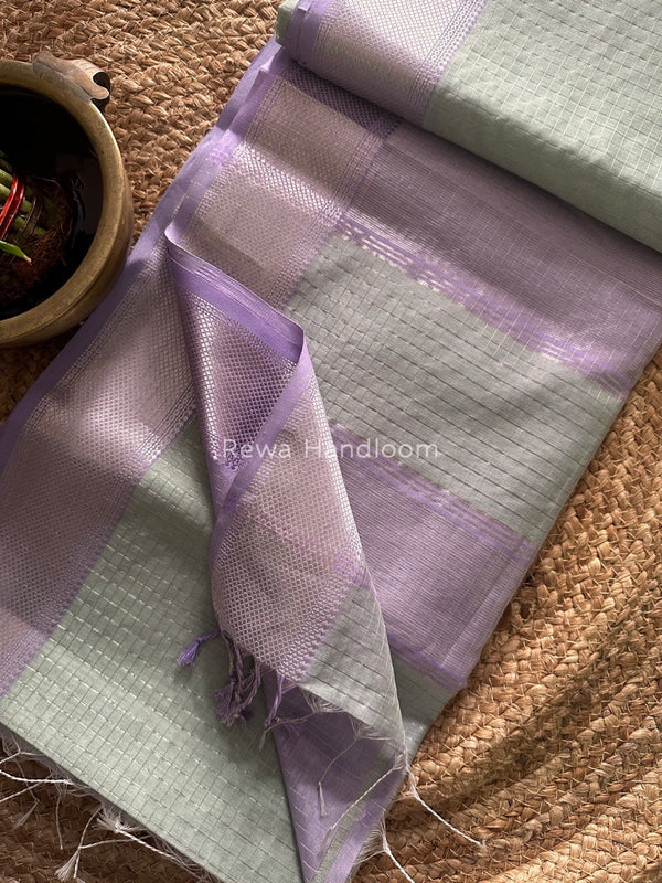 Maheshwari Silver Zari Checks Silk Saree