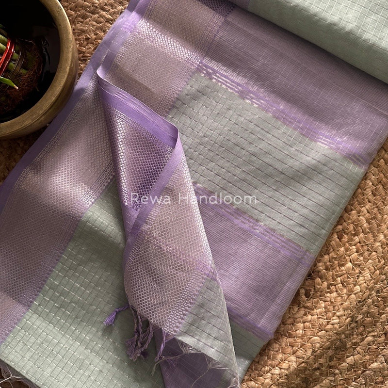 Maheshwari Silver Zari Checks Silk Saree