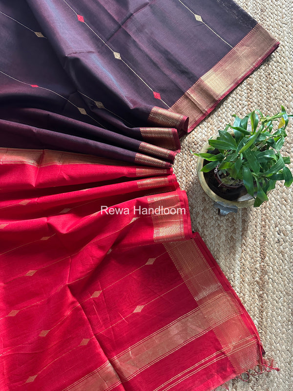 Maheshwari Wine Shaded Butti Saree SBBS018