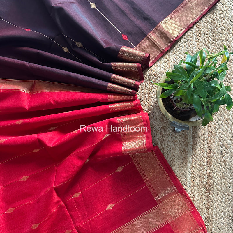 Maheshwari Wine Shaded Butti Saree SBBS018