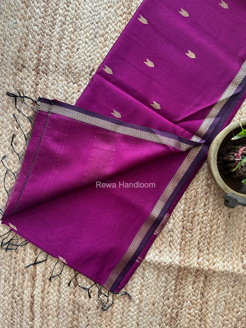 Purple V Butti Maheshwari Saree VBS076