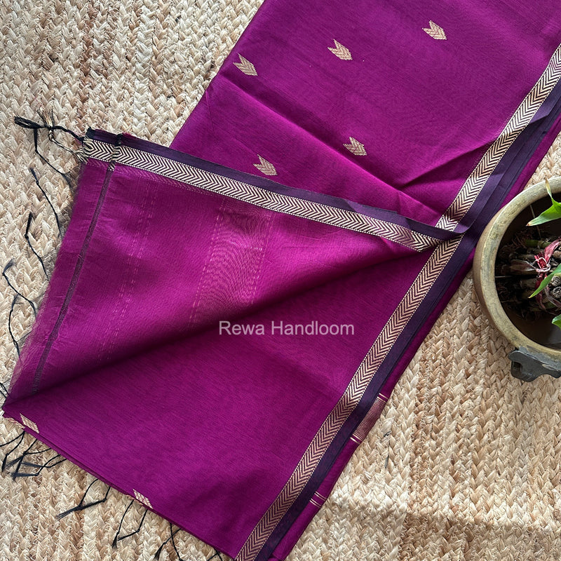 Purple V Butti Maheshwari Saree VBS076