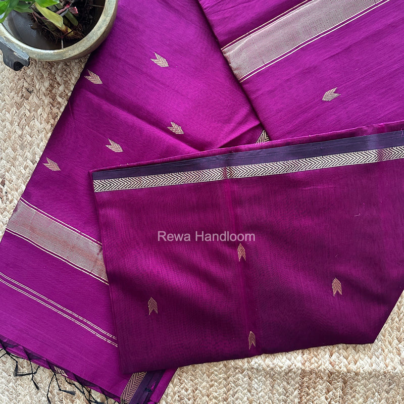 Purple V Butti Maheshwari Saree VBS076