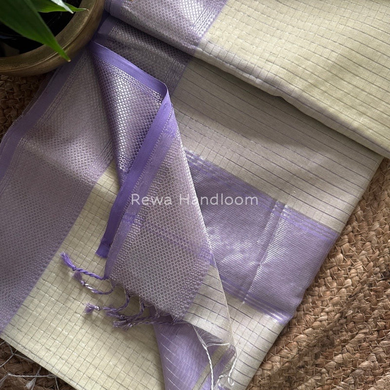 Maheshwari Silver Zari Checks Silk Saree