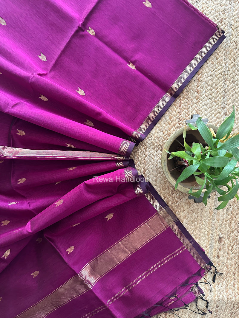 Purple V Butti Maheshwari Saree VBS076