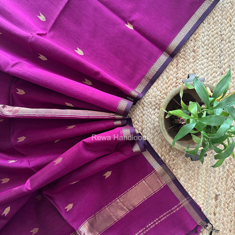 Purple V Butti Maheshwari Saree VBS076