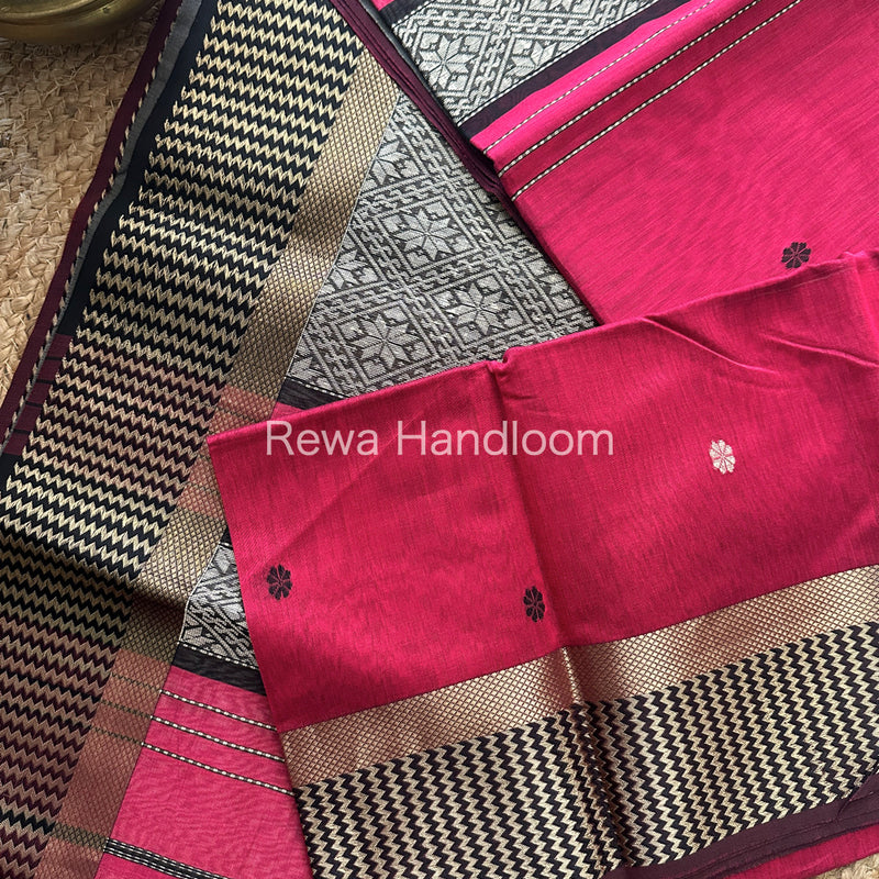 Maheshwari Rani Pink Heavy Pallu Saree-RPS06