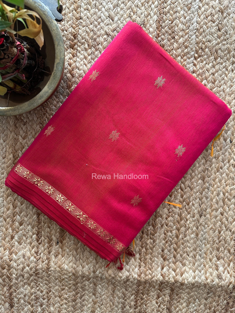 Rani Pink Star Butti Maheshwari Saree SSB079