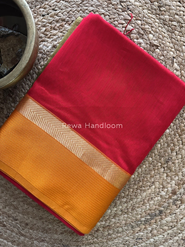 Red Ganga Jamuna Maheshwari Saree GJ0134