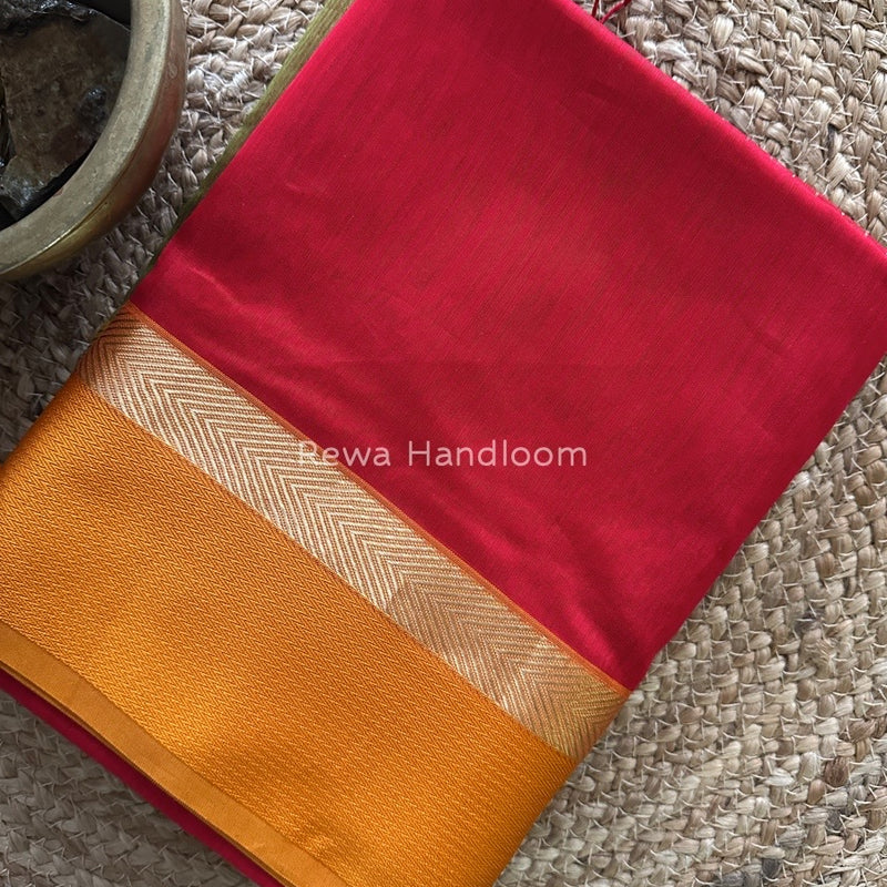 Red Ganga Jamuna Maheshwari Saree GJ0134