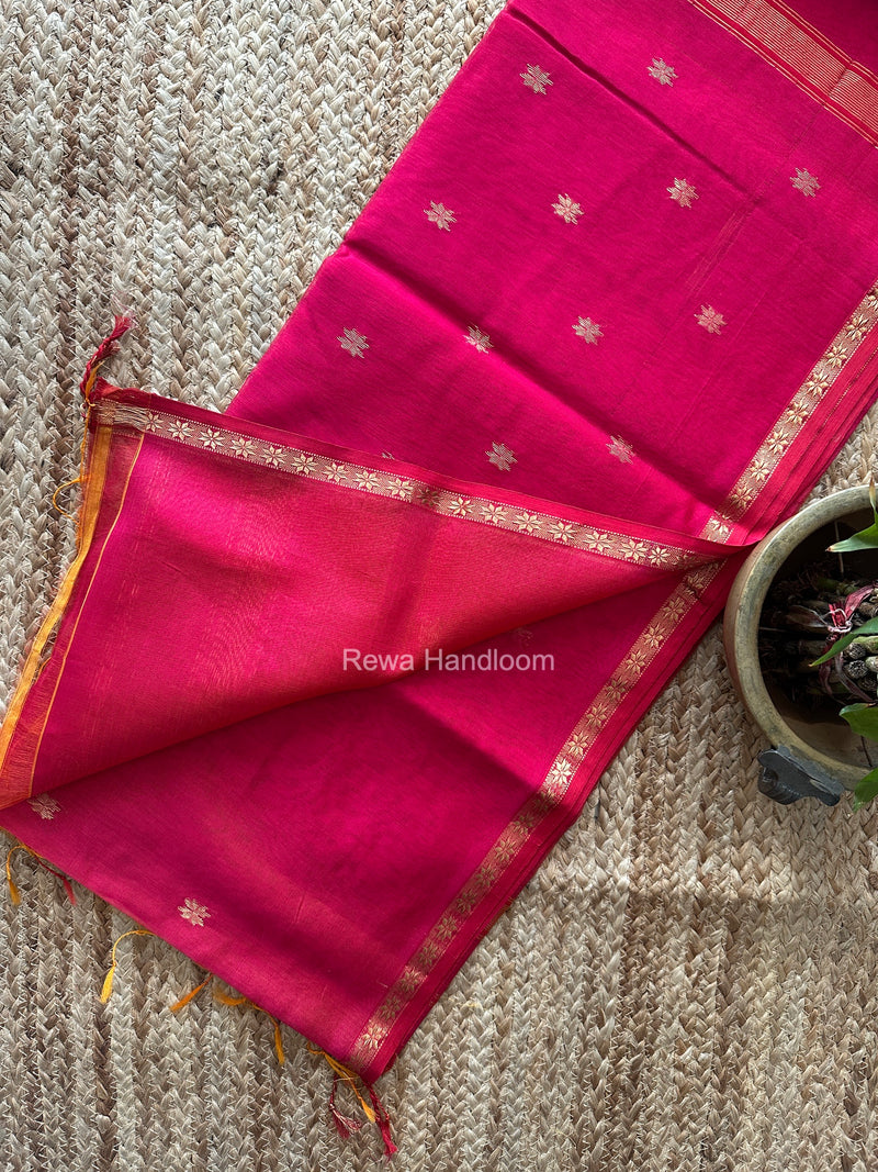 Rani Pink Star Butti Maheshwari Saree SSB079