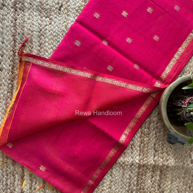 Rani Pink Star Butti Maheshwari Saree SSB079