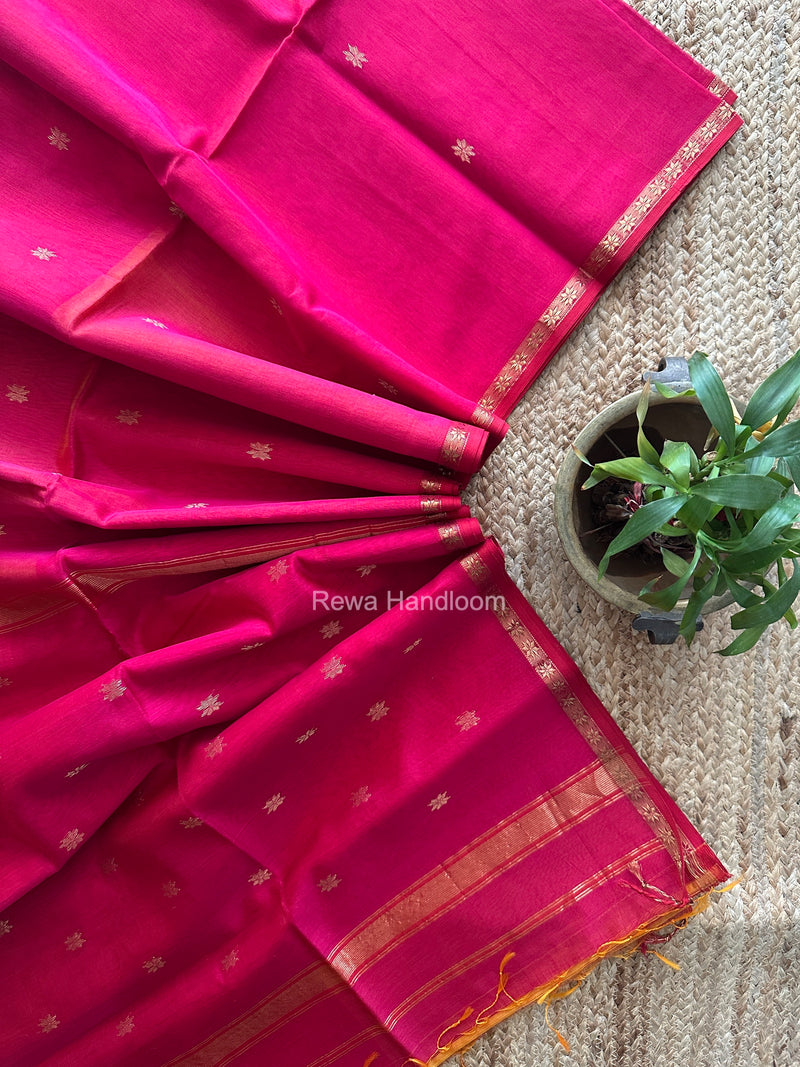 Rani Pink Star Butti Maheshwari Saree SSB079