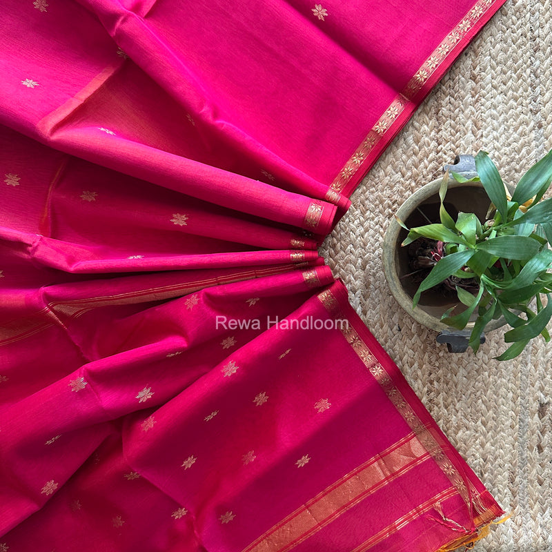Rani Pink Star Butti Maheshwari Saree SSB079