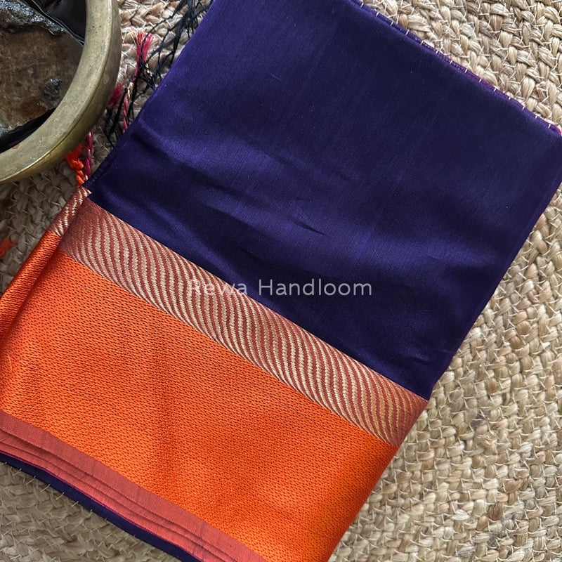 Dark Purple Ganga Jamuna Maheshwari Saree GJ0132