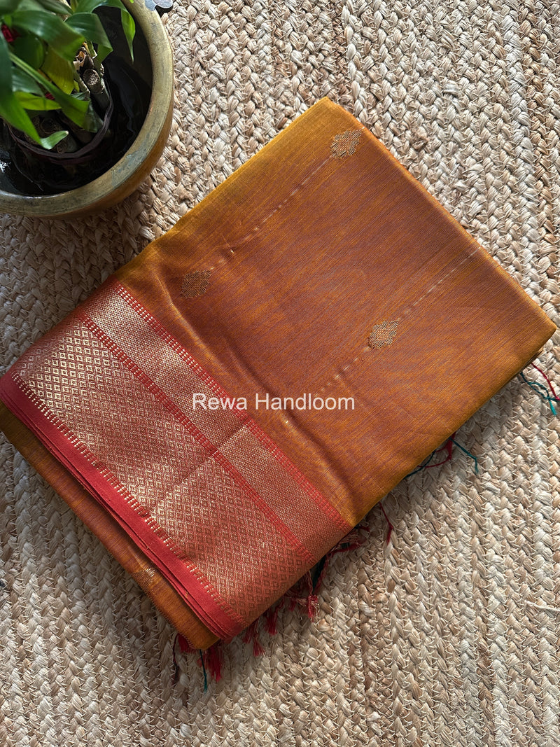 Maheshwari Turmeric Yellow Shaded Butti Saree SBBS019