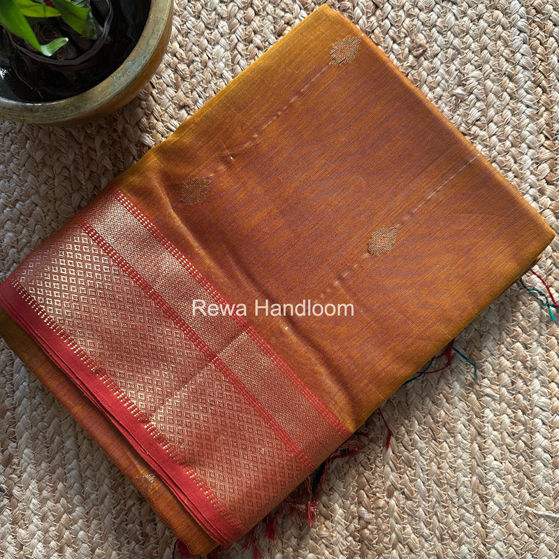 Maheshwari Turmeric Yellow Shaded Butti Saree SBBS019
