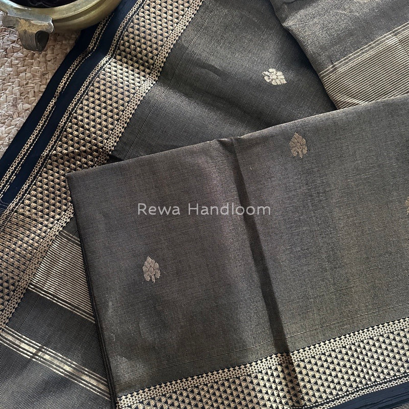 Maheshwari Black Tissue Butti Saree TBS019