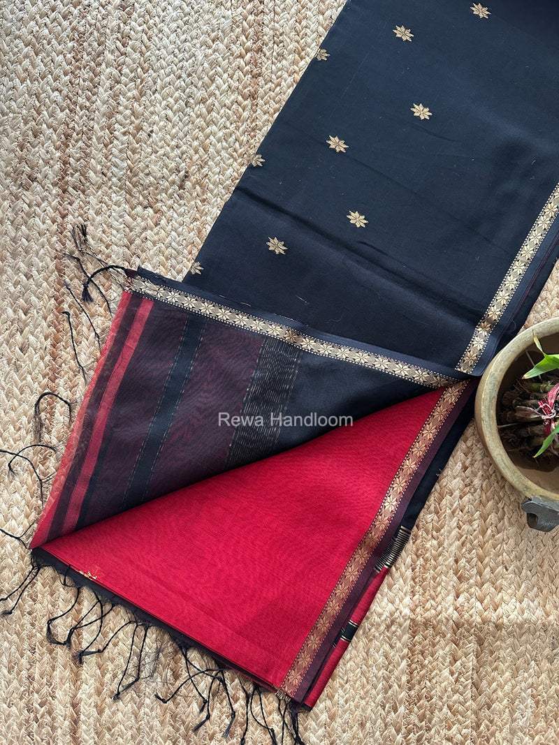 Maroon Star Butti Maheshwari Saree SSB080