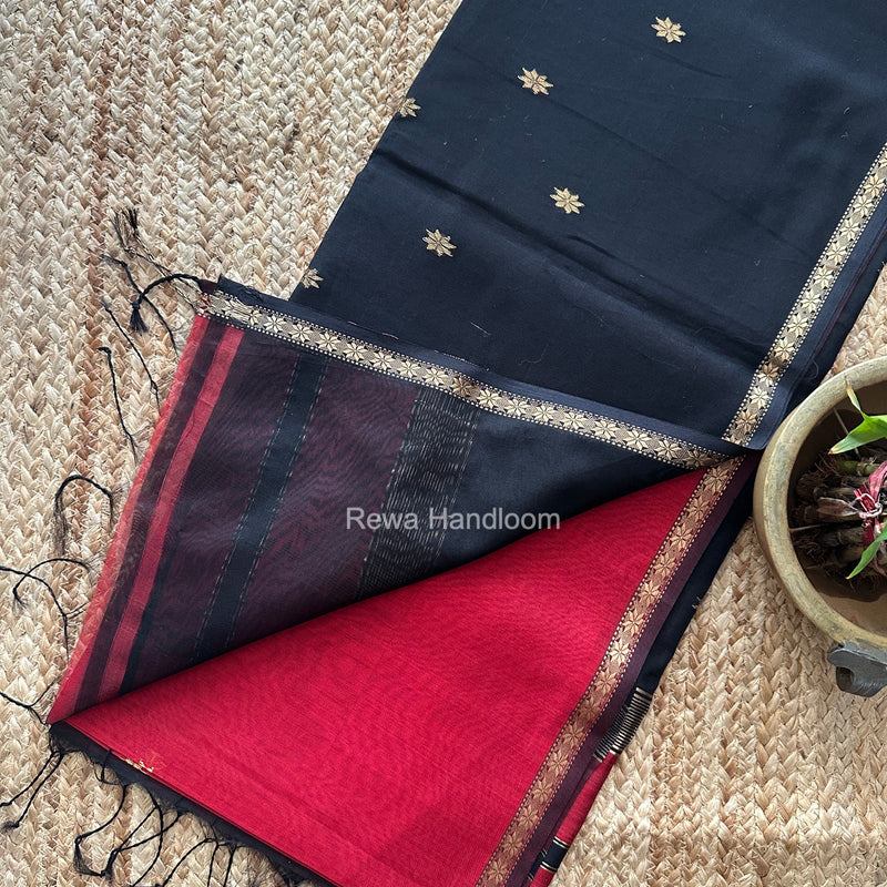 Maroon Star Butti Maheshwari Saree SSB080