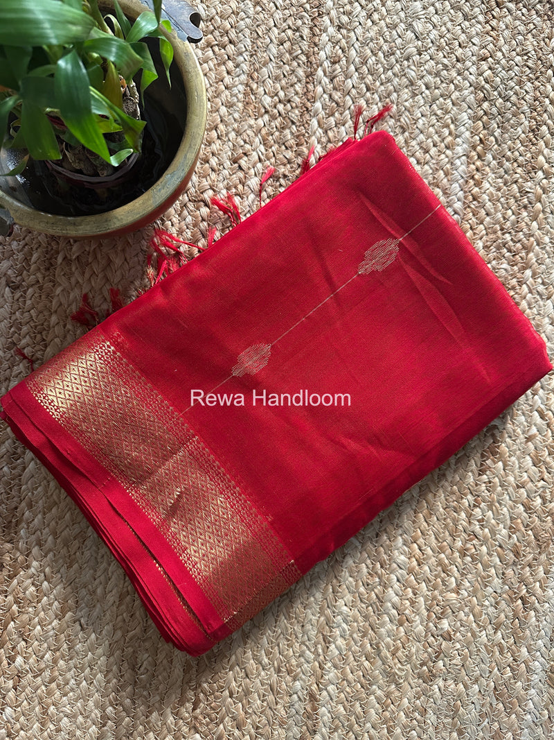 Maheshwari Red Lining Butti Saree ZLBS03