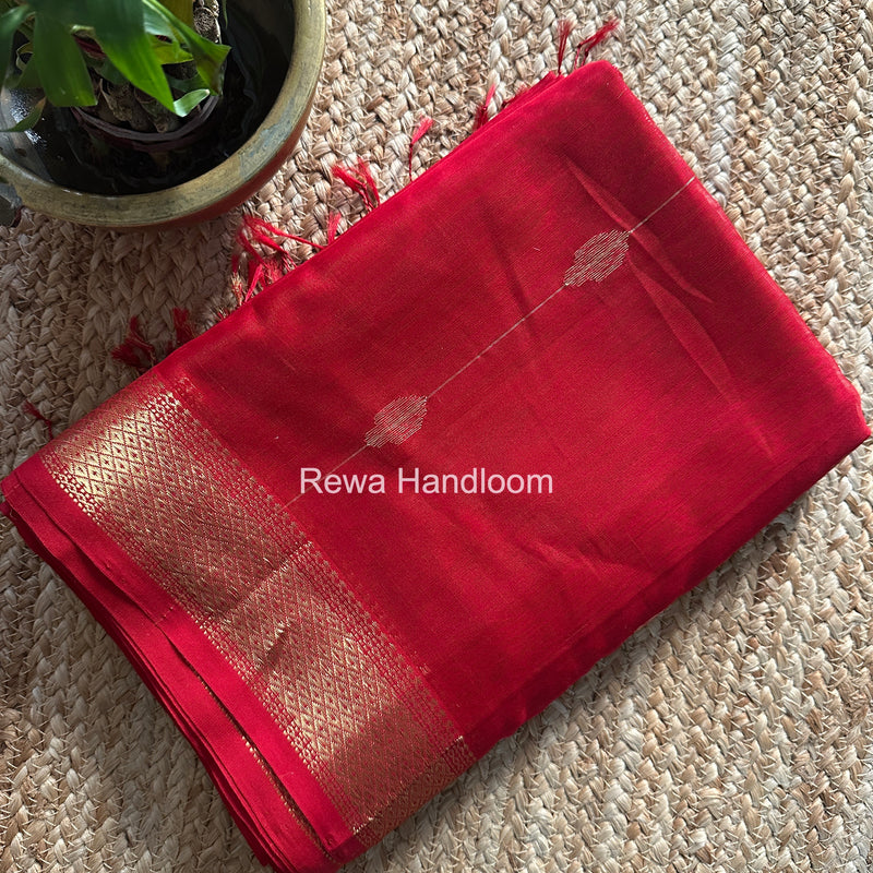 Maheshwari Red Lining Butti Saree ZLBS03