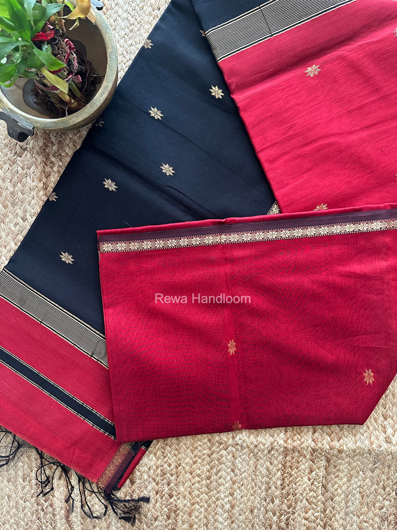 Maroon Star Butti Maheshwari Saree SSB080