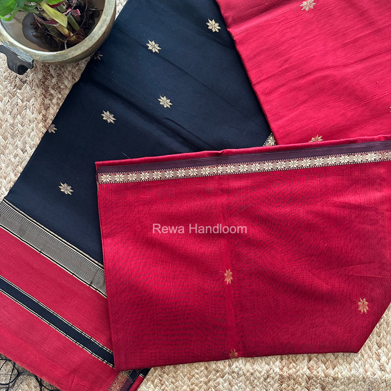 Maroon Star Butti Maheshwari Saree SSB080